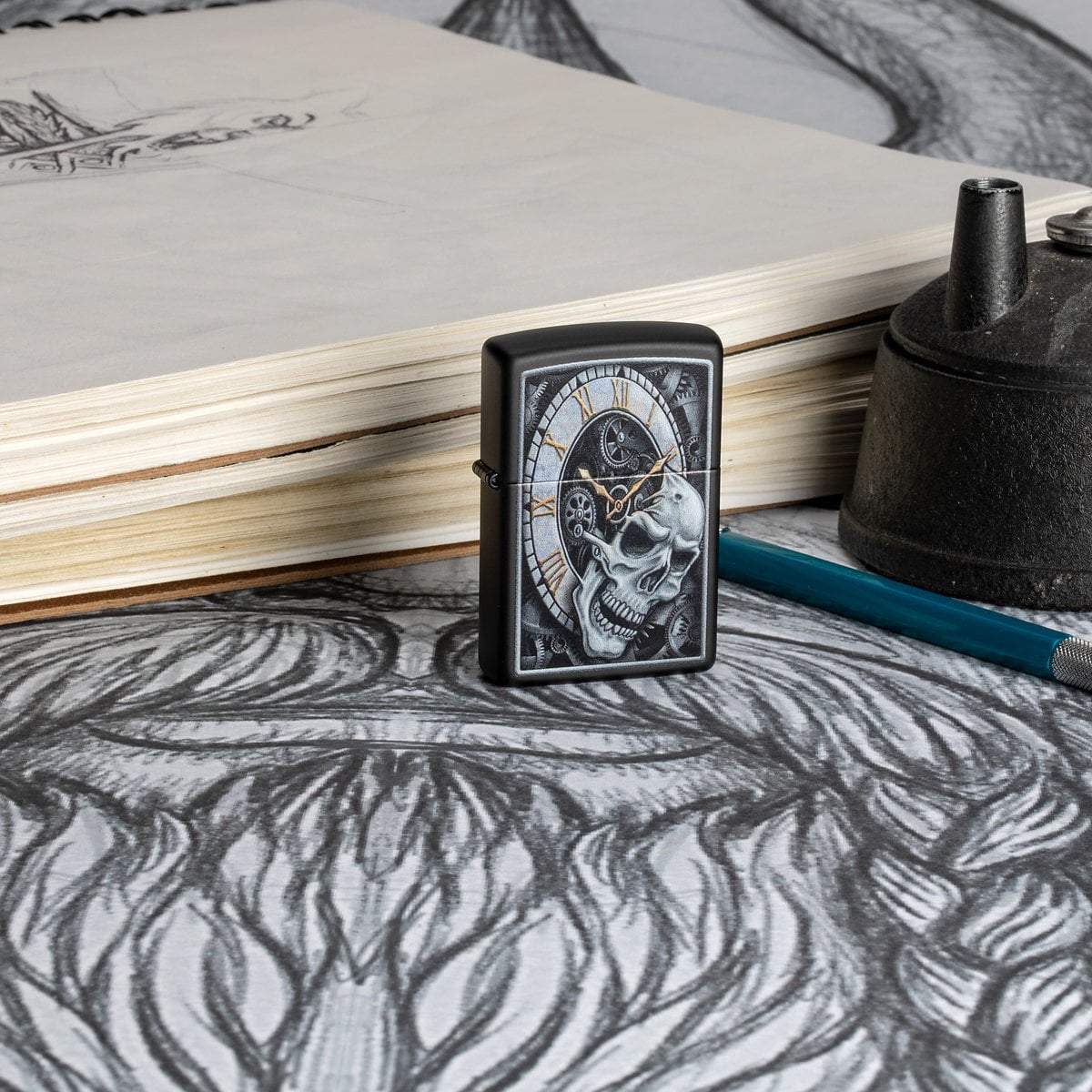skull Clock Design Windproof Lighter – Zippo USA