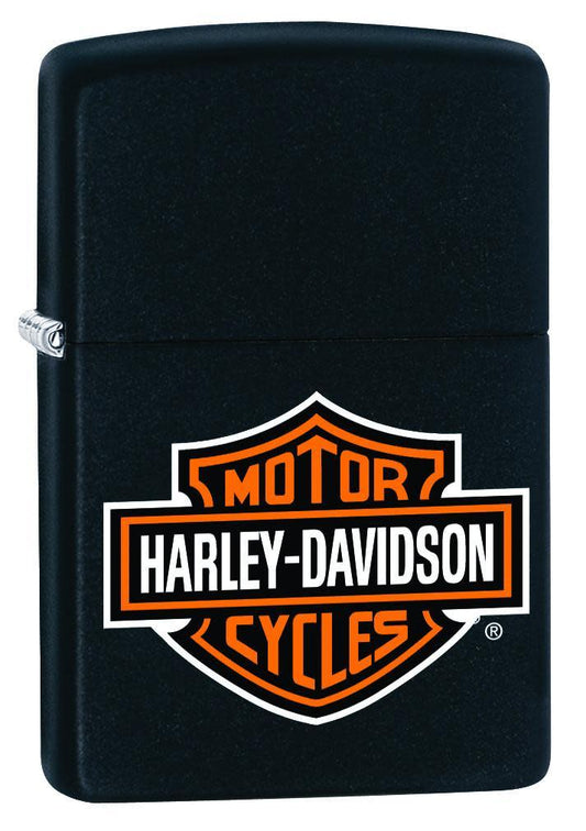 Harley-Davidson Black Matte Windproof Lighter 3/4 View