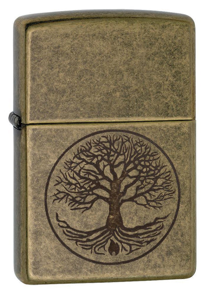 Zippo Tree Of Life Antique Brass Windproof Lighter | Zippo USA