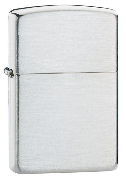 ArmorÂ® Brushed Sterling Silver Windproof Lighter standing at 3/4 angle