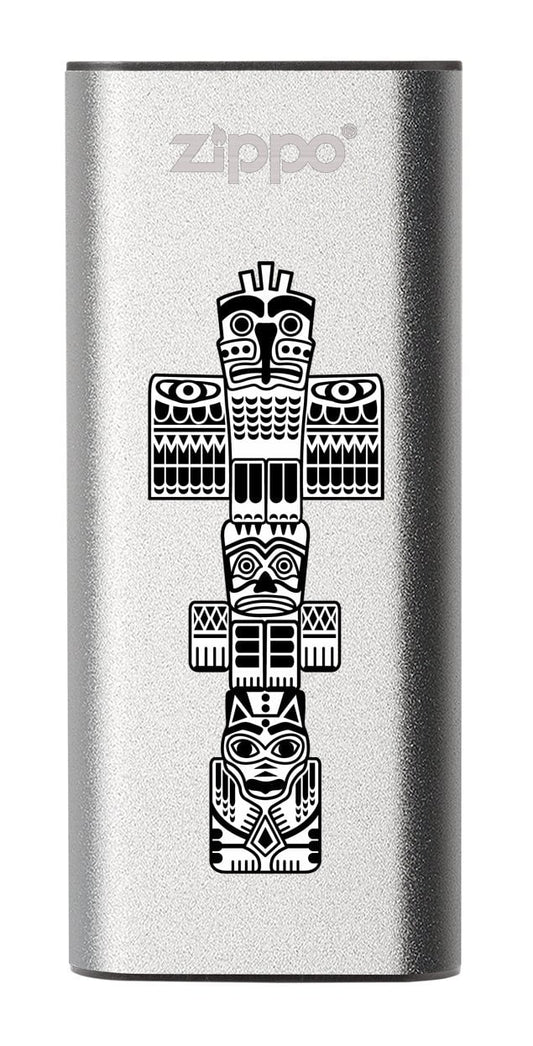 Front of Totem Pole: Silver HeatBank® 3-Hour Rechargeable Hand Warmer