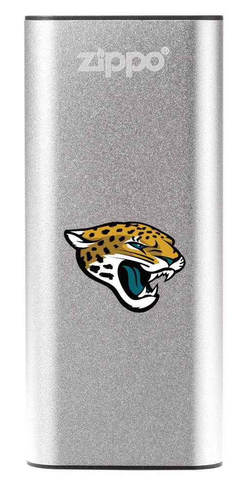 NFL Jacksonville Jaguars: HeatBank 3-Hour Rechargeable Hand Warmer front silver