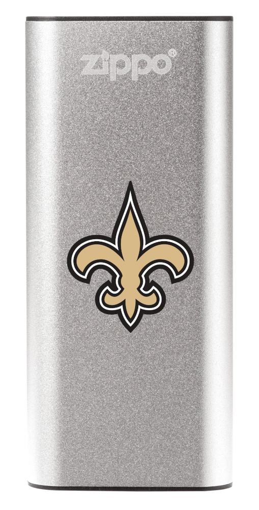 NFL New Orleans Saints: HeatBank 3-Hour Rechargeable Hand Warmer front silver