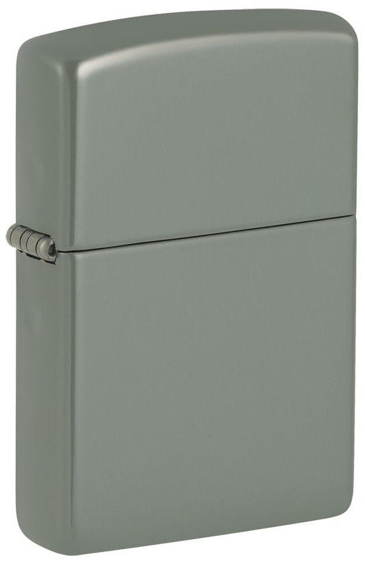 Front shot of Classic Sage Windproof Lighter standing at a 3/4 angle.