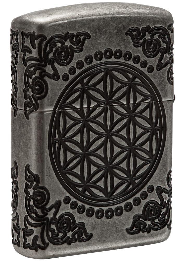 Brass Zippo Armor Lighter - Sacred Geometry, Seed high quality of Life design with Art deco-style celtic knotting - Limited Edition.