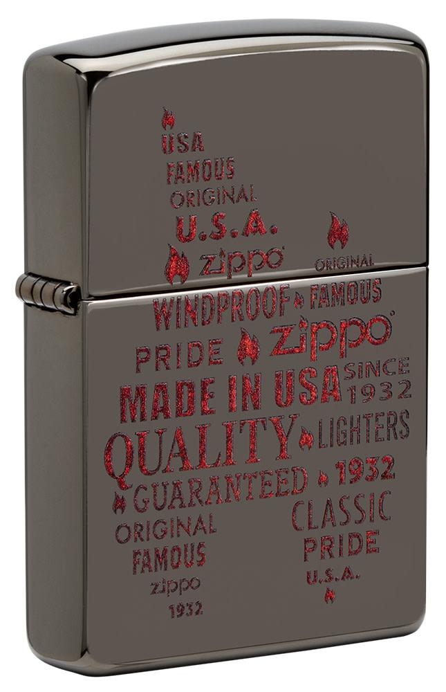 Typographic Flame Art Black Ice Windproof Lighter – Zippo USA