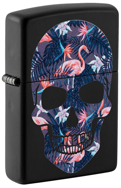 Flamingo Skull Design Black Matte Windproof Lighter | Zippo USA