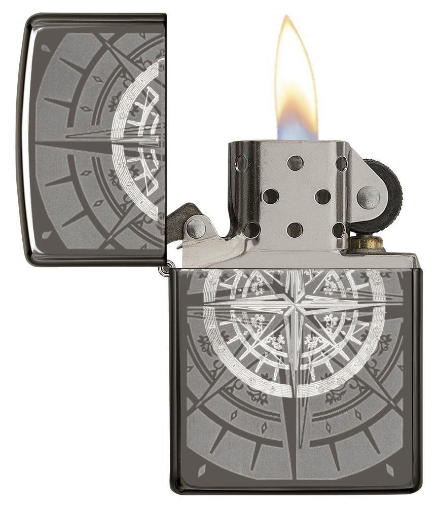 Engraved Compass Black Ice® windproof Lighter – Zippo USA