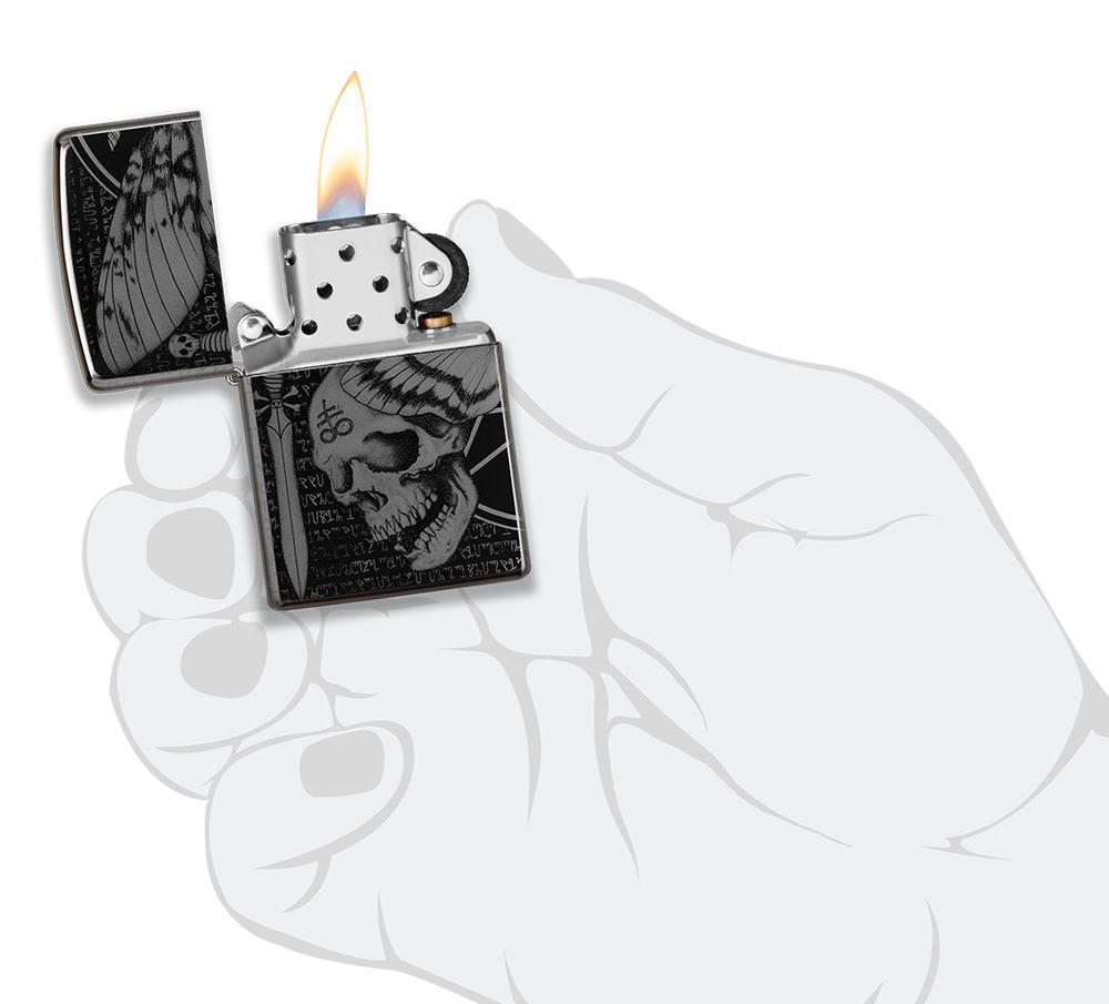 Hawkmoth High Polish Black Windproof Lighter – Zippo USA