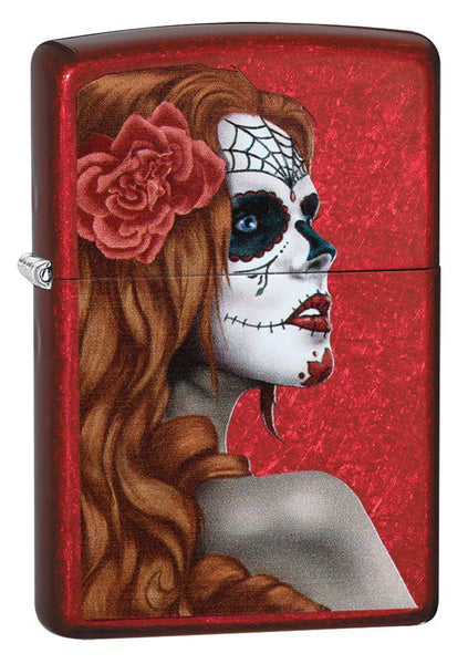 Day of the Dead: Girl Candy Apple Red Windproof Lighter