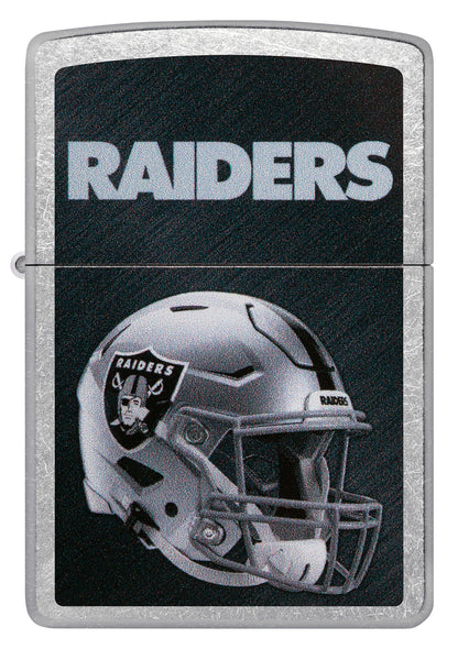 Front shot of NFL Las Vegas Raiders Helmet Street Chrome Windproof Lighter.