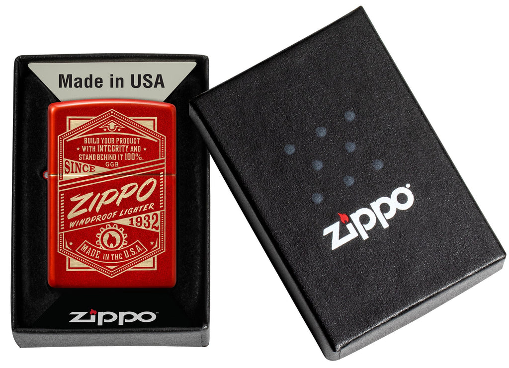 Zippo It Works Design Metallic Red Windproof Lighter | Zippo USA