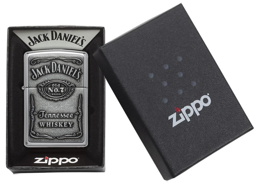 Jack Daniel's® Chrome Emblem High Polish Chrome Windproof Lighter