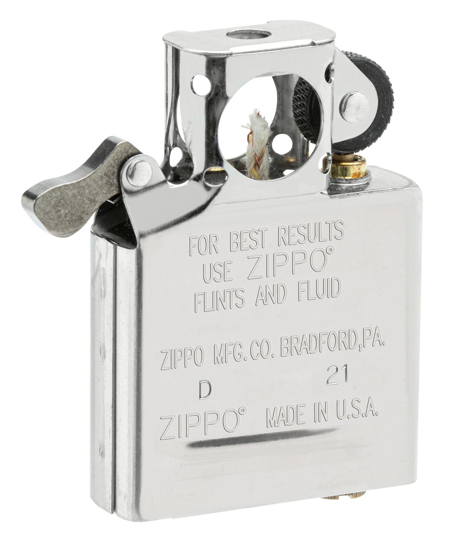 Front shot of Zippo Stainless Steel Pipe Insert standing at a 3/4 angle.