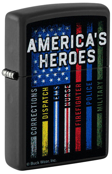 Zippo Buckwear™ America's Heroes Design Black Matte Windproof