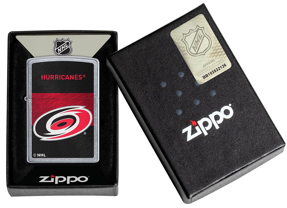 NHL® Carolina Hurricanes Street Chrome™ Windproof Lighter in its packaging