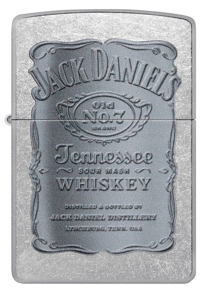 Front shot of Jack Daniel's Silver Logo Street Chrome Windproof Lighter.