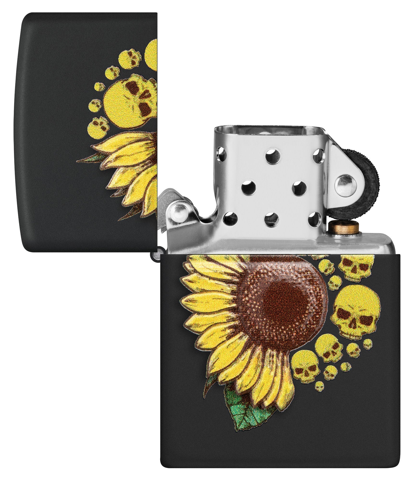 sunflower cigarette lighter Sunflower Design Texture Print Black Matte Windproof Lighter sunflower cigarette lighter Sunflower Design Texture Print Black Matte Windproof Lighter