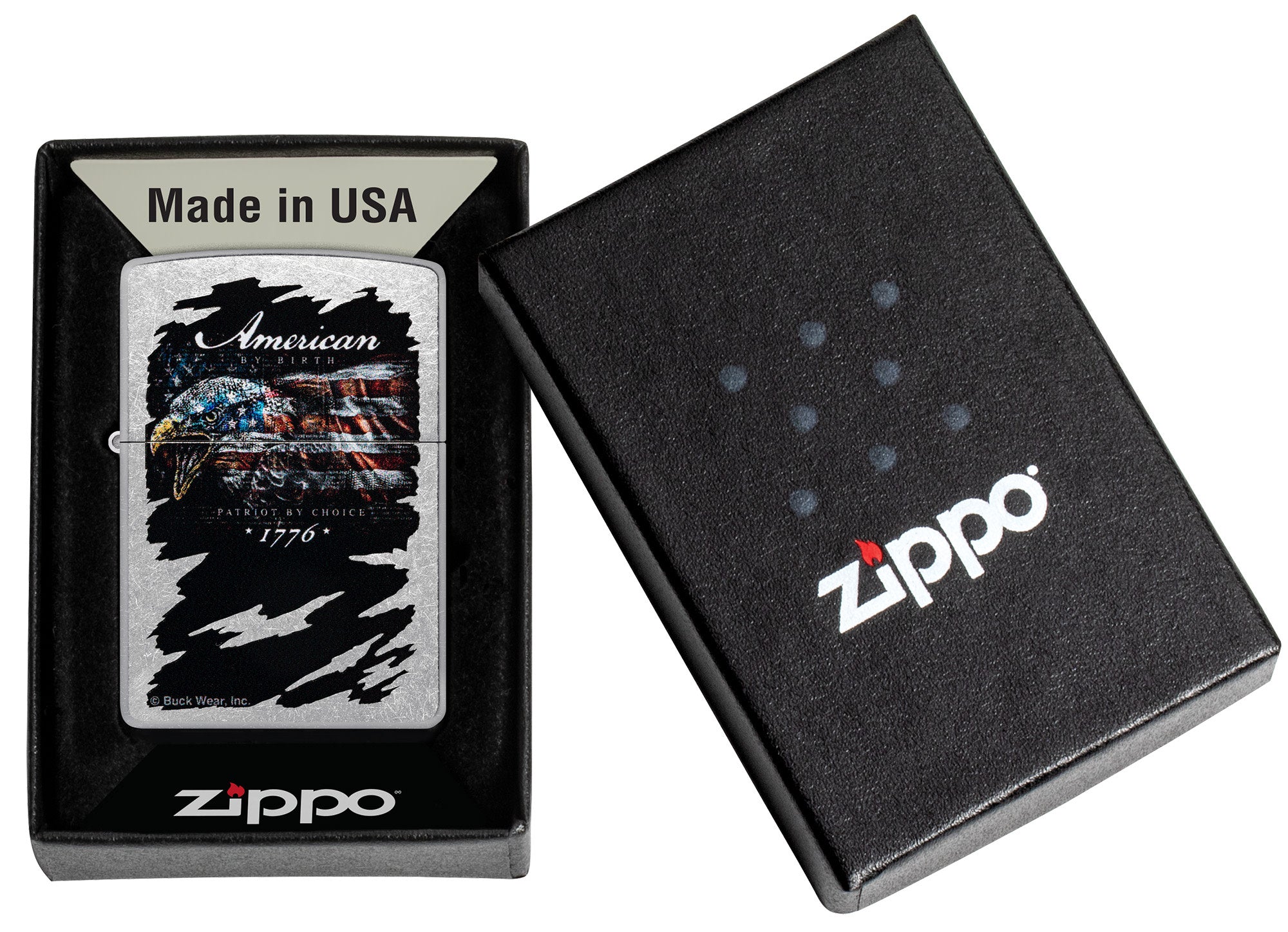 Zippo Buckwear™ Design Eagle Flag Street Chrome Windproof