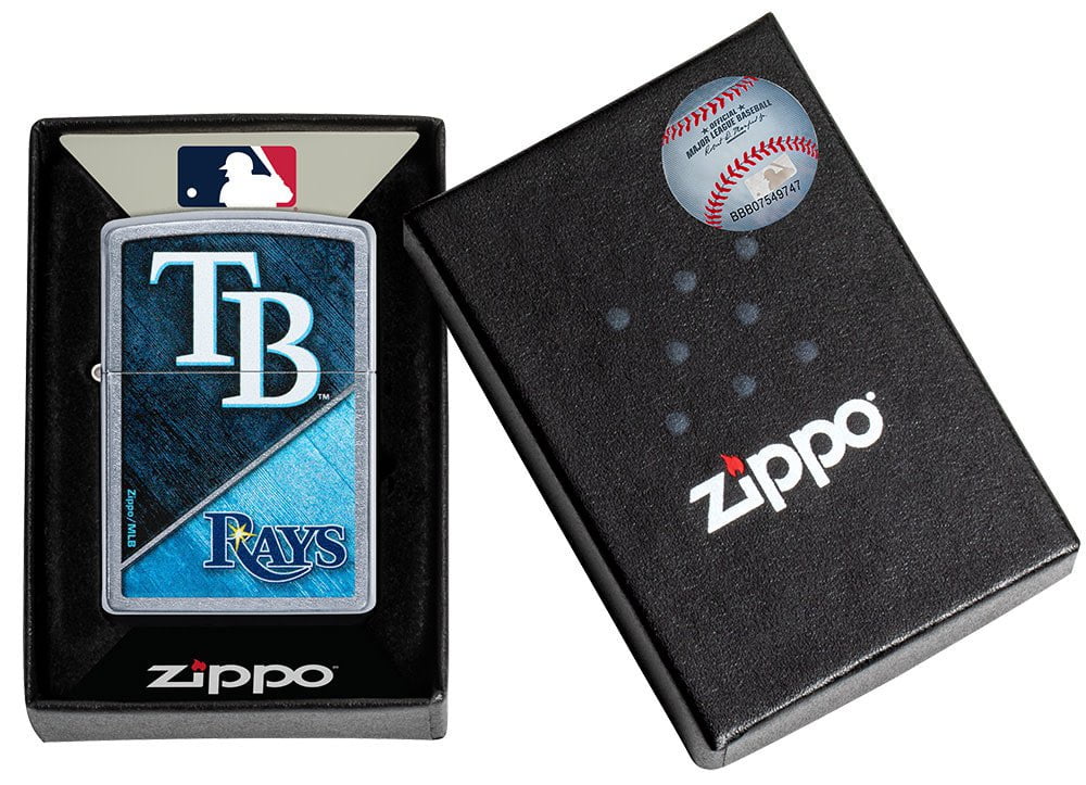 MLB® Tampa Bay Rays™ Street Chrome™ Windproof Lighter in its packaging.