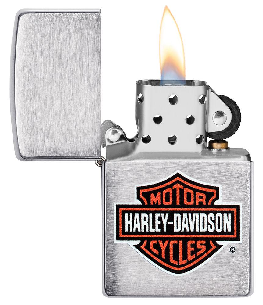 Harley Davidson Zippo Lighter, Made In USA - high quality Brushed Chrome, 200HD-H231, Free Engraving, Personalized Gift For Biker