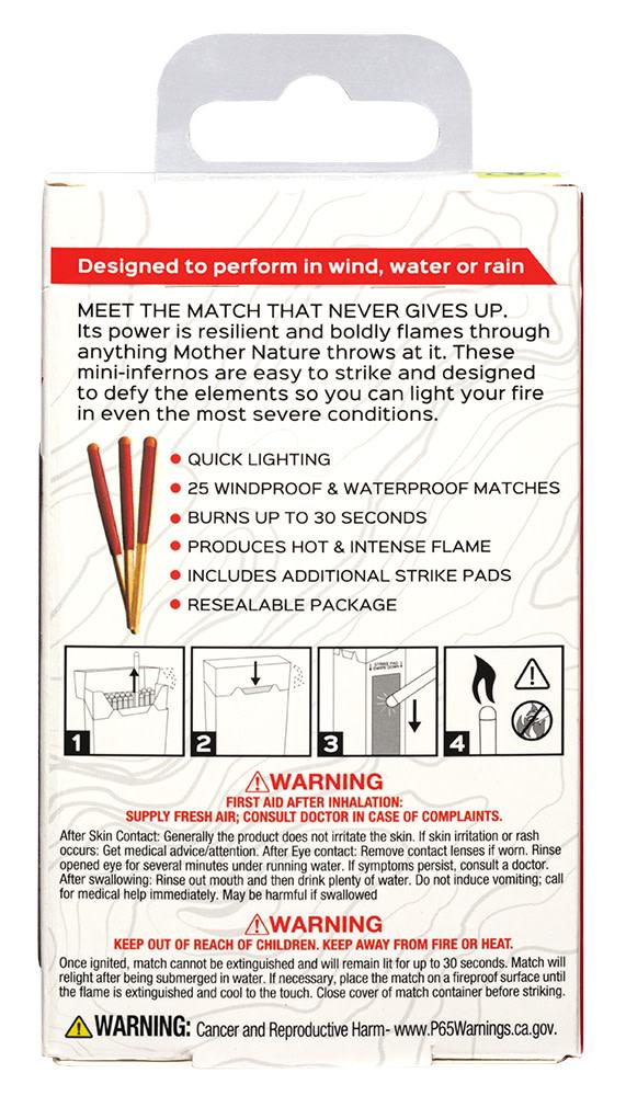 Back shot of Zippo Outdoor - Typhoon Matches packaging