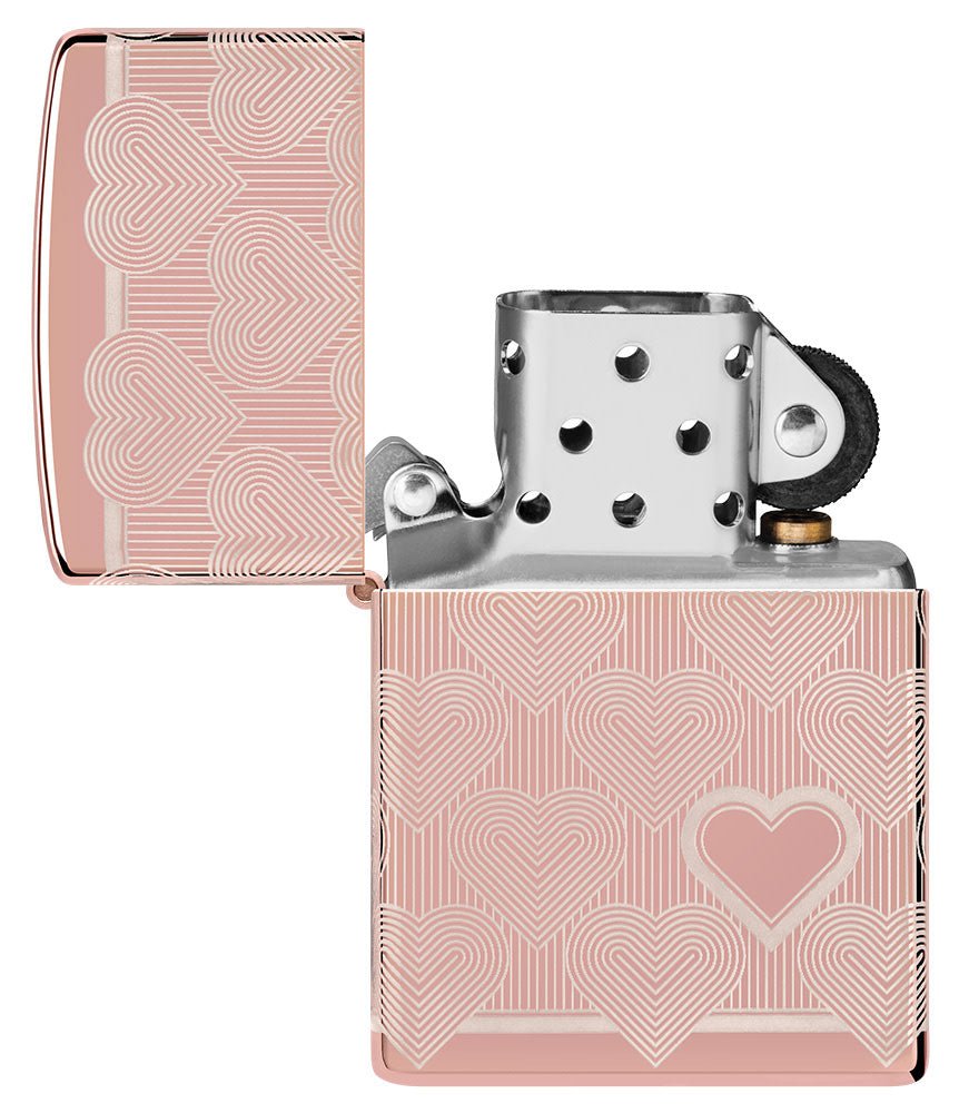 Heart Design High Polish Rose Gold Windproof Lighter – Zippo USA