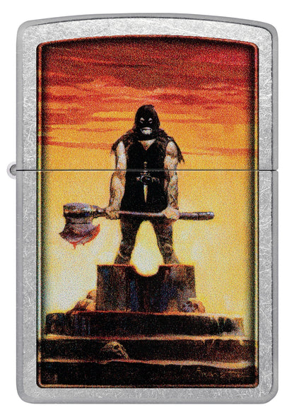 Front view of Zippo Frank Frazetta Executioner Street Chrome Executioner.