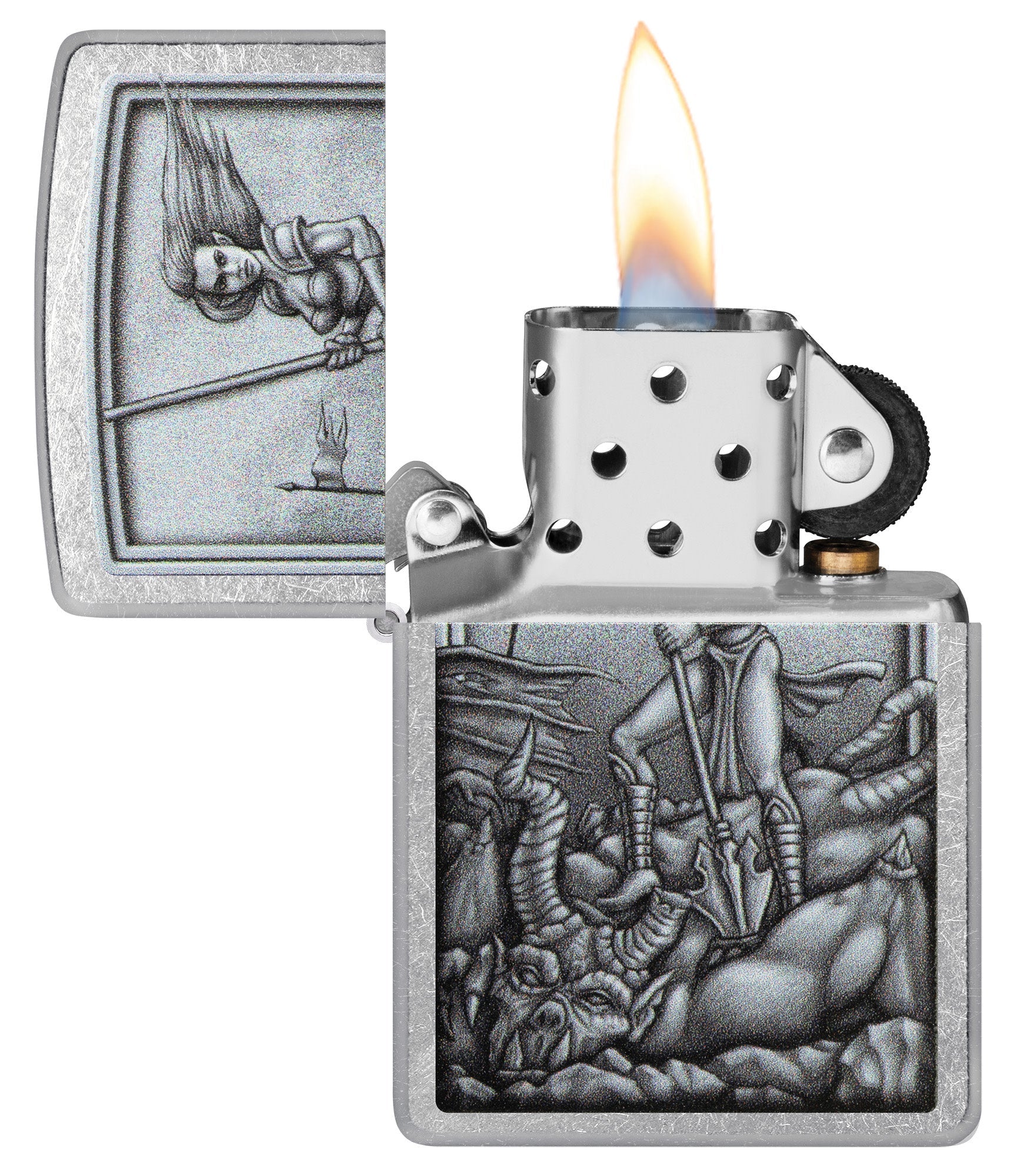 Zippo Black 2024 3D Medieval Silver Cross Lighter Supernatural