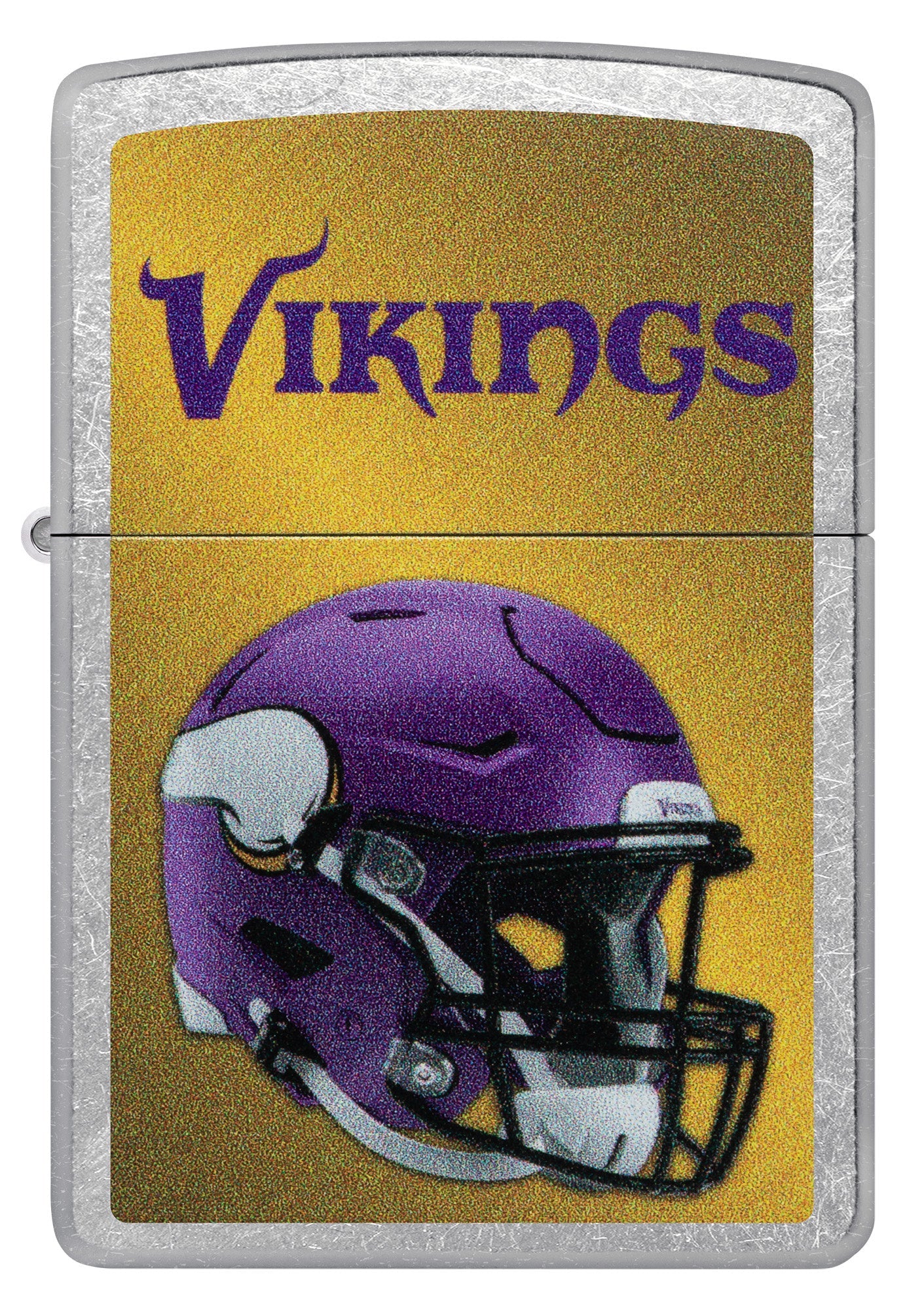 Front shot of NFL Minnesota Vikings Helmet Street Chrome Windproof Lighter.