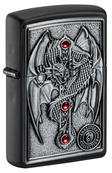 Anne Stokes Gothic Guardian Emblem Black Matte Windproof Lighter