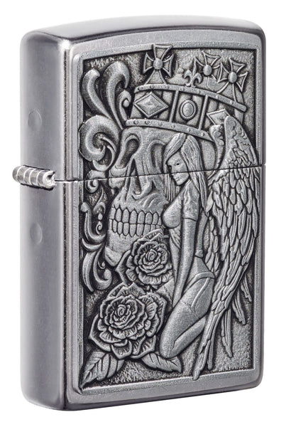 Skull and Angel Emblem Design Street Chrome™ Windproof Lighter 
