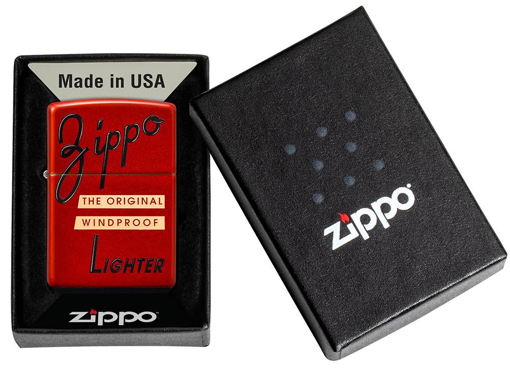 Zippo Red Box Top Design Metallic Red Windproof Lighter – Zippo USA