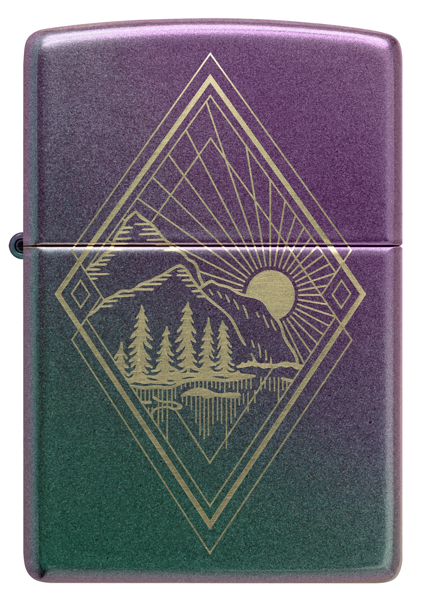 Front shot of Geometric Outdoor Design Iridescent Windproof Lighter.