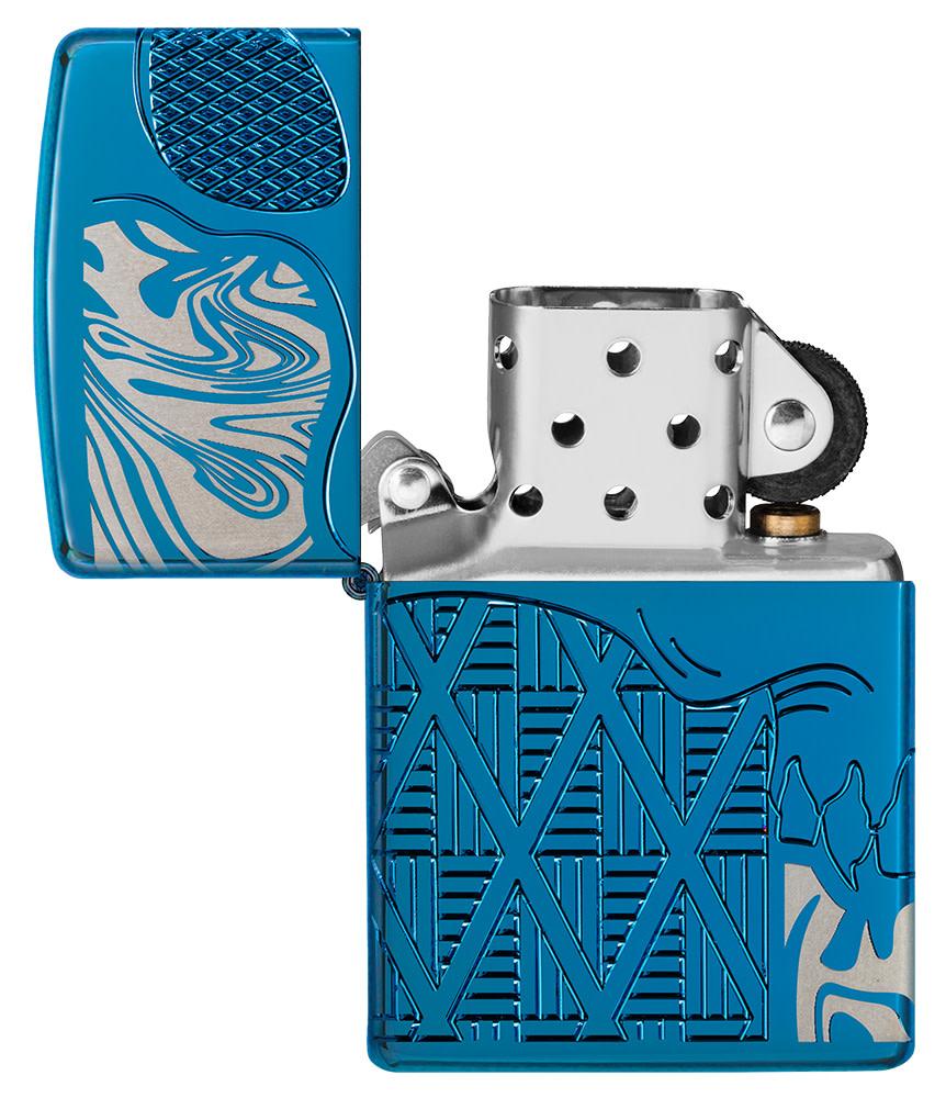 Zippo Windproof Metal Design deals Fire Lighter - Hamsa Hand Blues