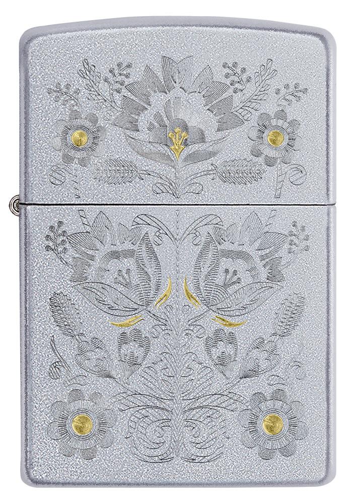 Painted Floral Satin Chrome Windproof Lighter – Zippo USA