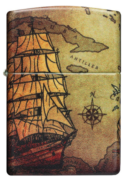 Front shot of Pirate Ship Design 540 Color Windproof Lighter