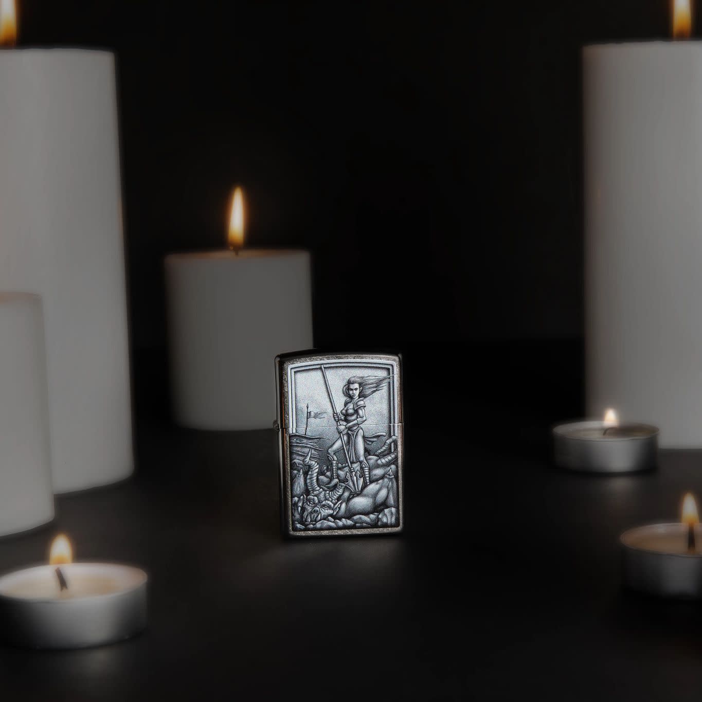 Zippo Black 3D Medieval Silver hot Cross Lighter Supernatural