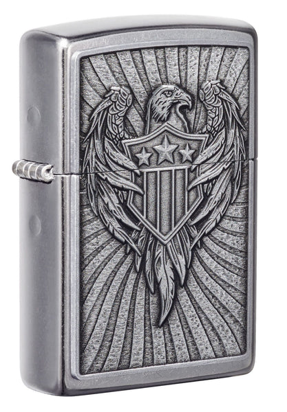 Eagle Shield Emblem Design Street Chrome™ Windproof Lighter