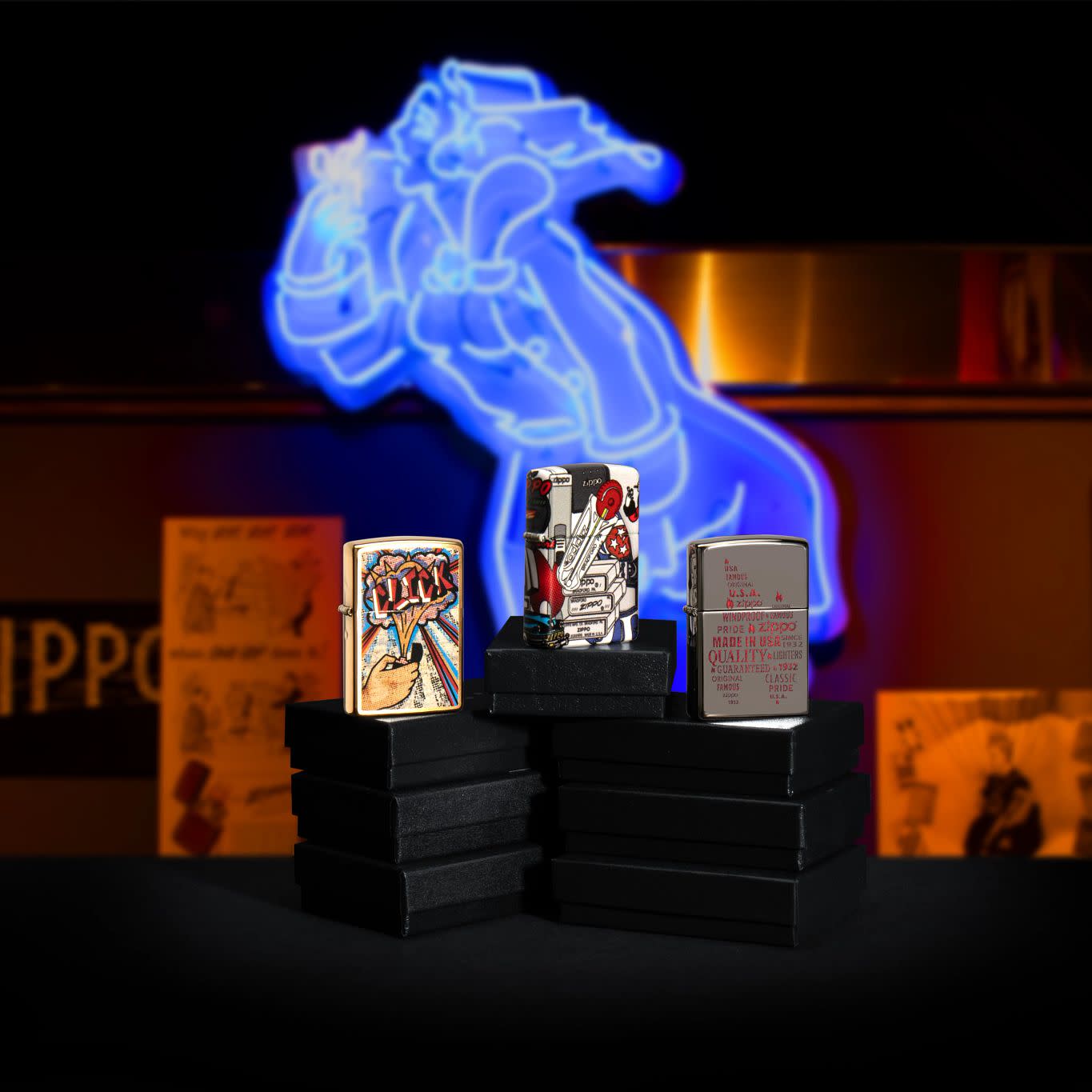 Typographic Flame Art Black Ice Windproof Lighter – Zippo USA