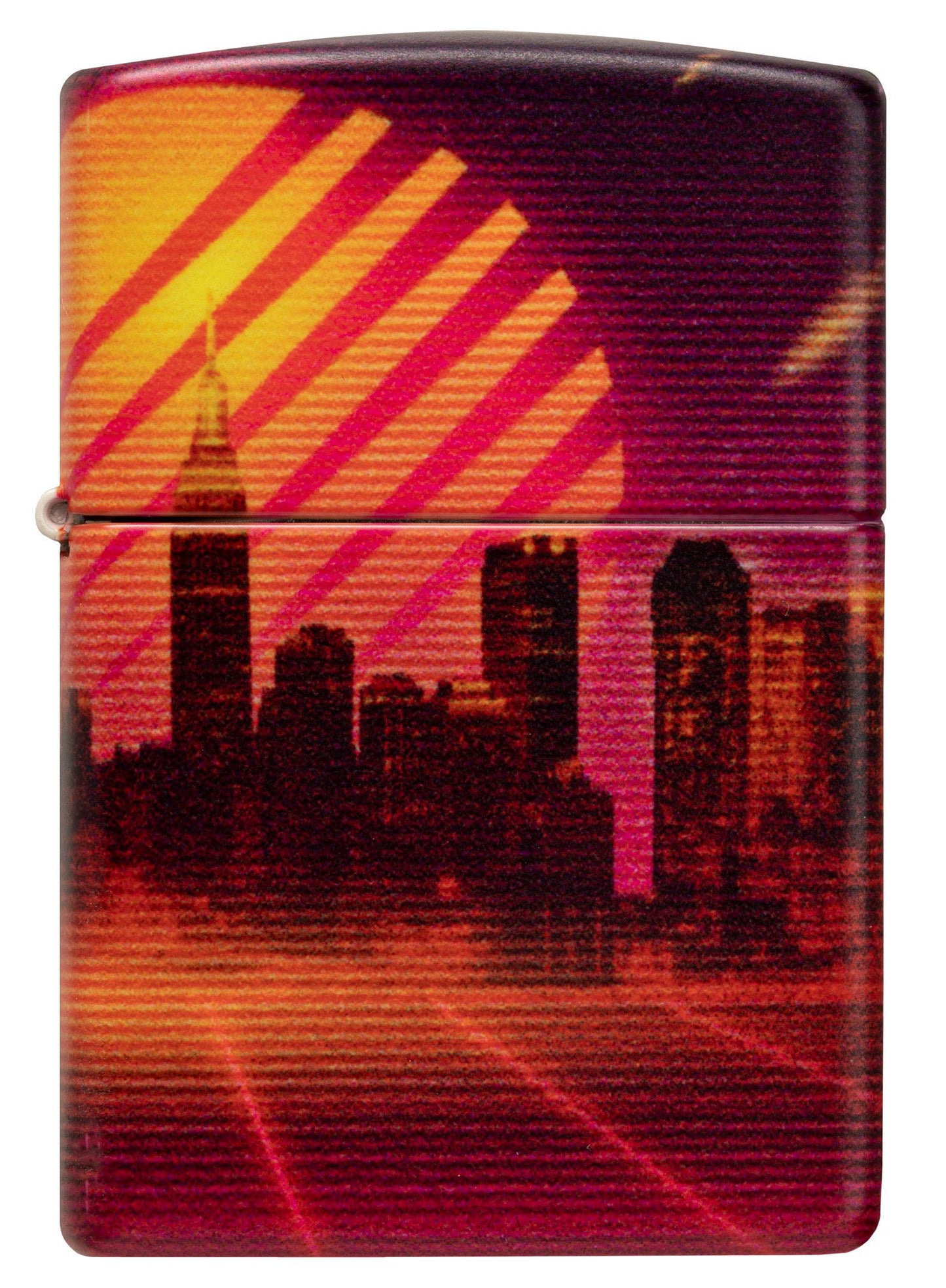 Front shot of Zippo Cyber City Design 540 Color Matte Windproof Lighter .