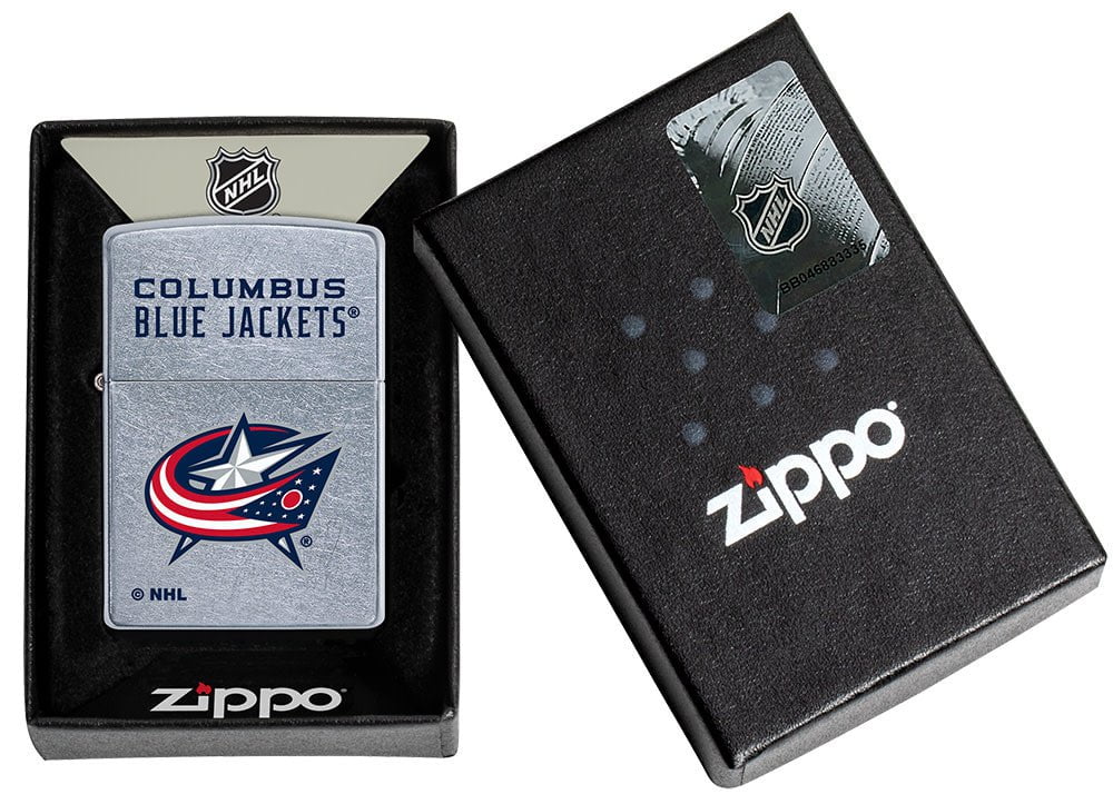 Columbus Blue Jackets® Logo Design Street Chrome Windproof Lighter