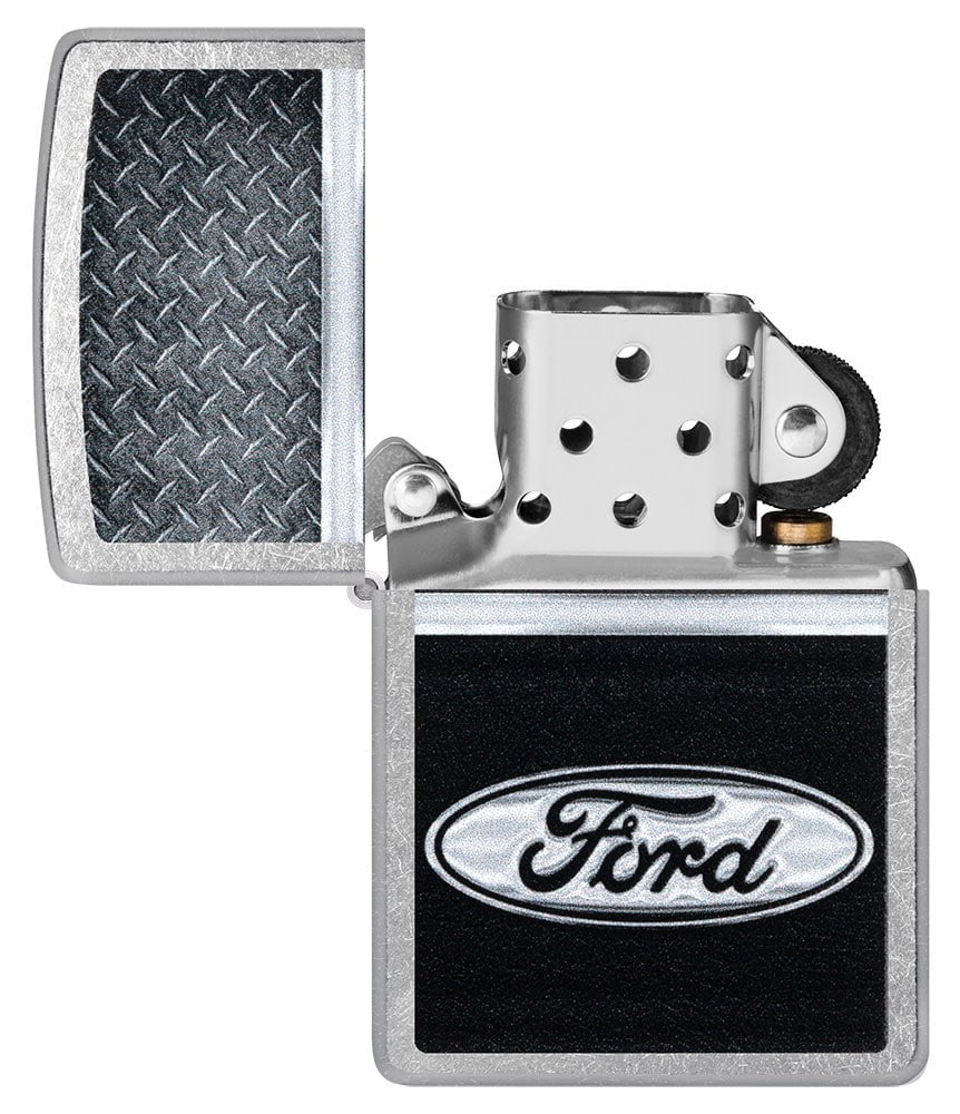 Zippo Ford Logo Diamond Plate Metal Design Street Chrome Windproof Lighter  – Zippo USA