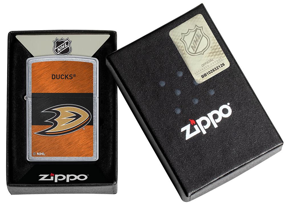 NHL® Anaheim Ducks Street Chrome™ Windproof Lighter in its packaging