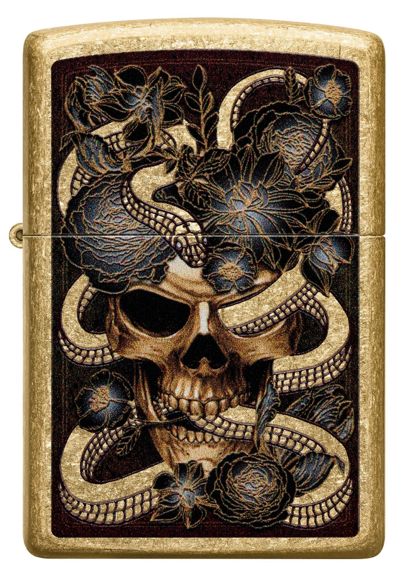 Snake Bouquet Design Tumbled Brass Windproof Lighter – Zippo USA