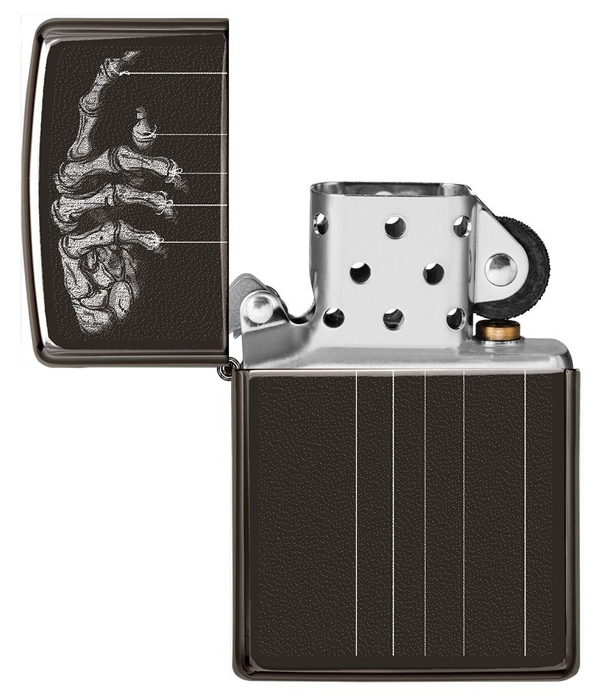 Skeleton Puppet Strings High Polish Black Windproof Lighter