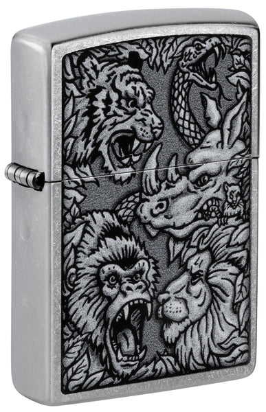 Zippo Jungle Design Street Chrome Windproof Lighter | Zippo USA