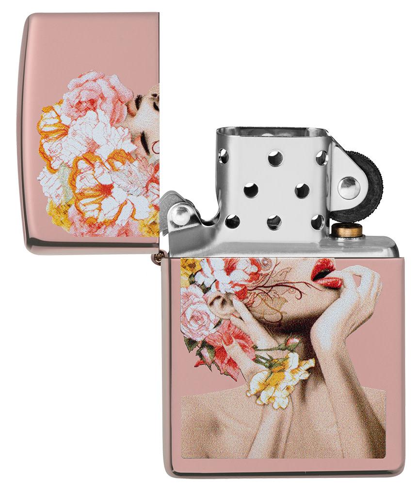 Floral Woman Design Rose Gold Windproof Lighter – Zippo USA