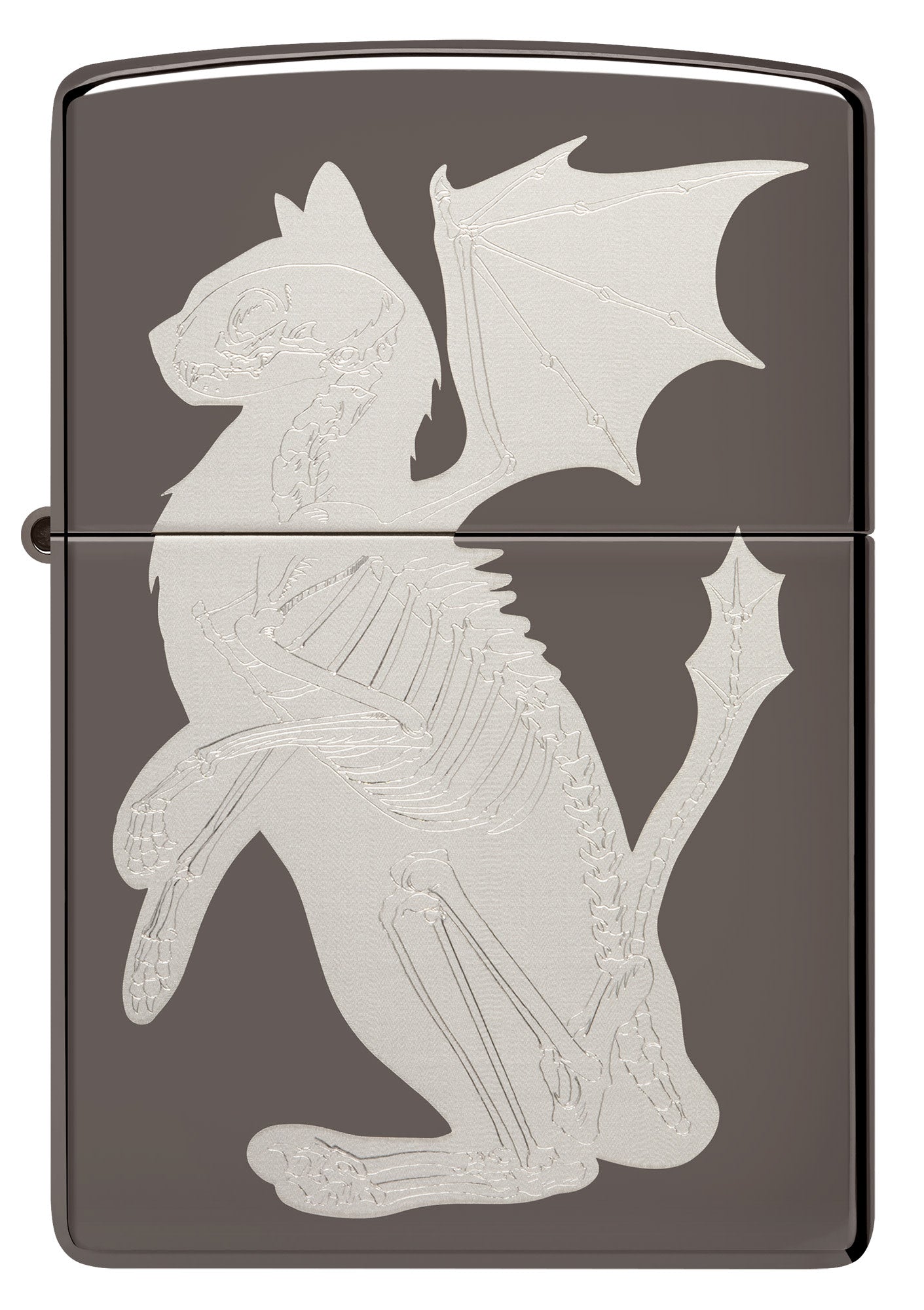 Front shot of Dragon Cat Design Black Ice® Windproof Lighter.