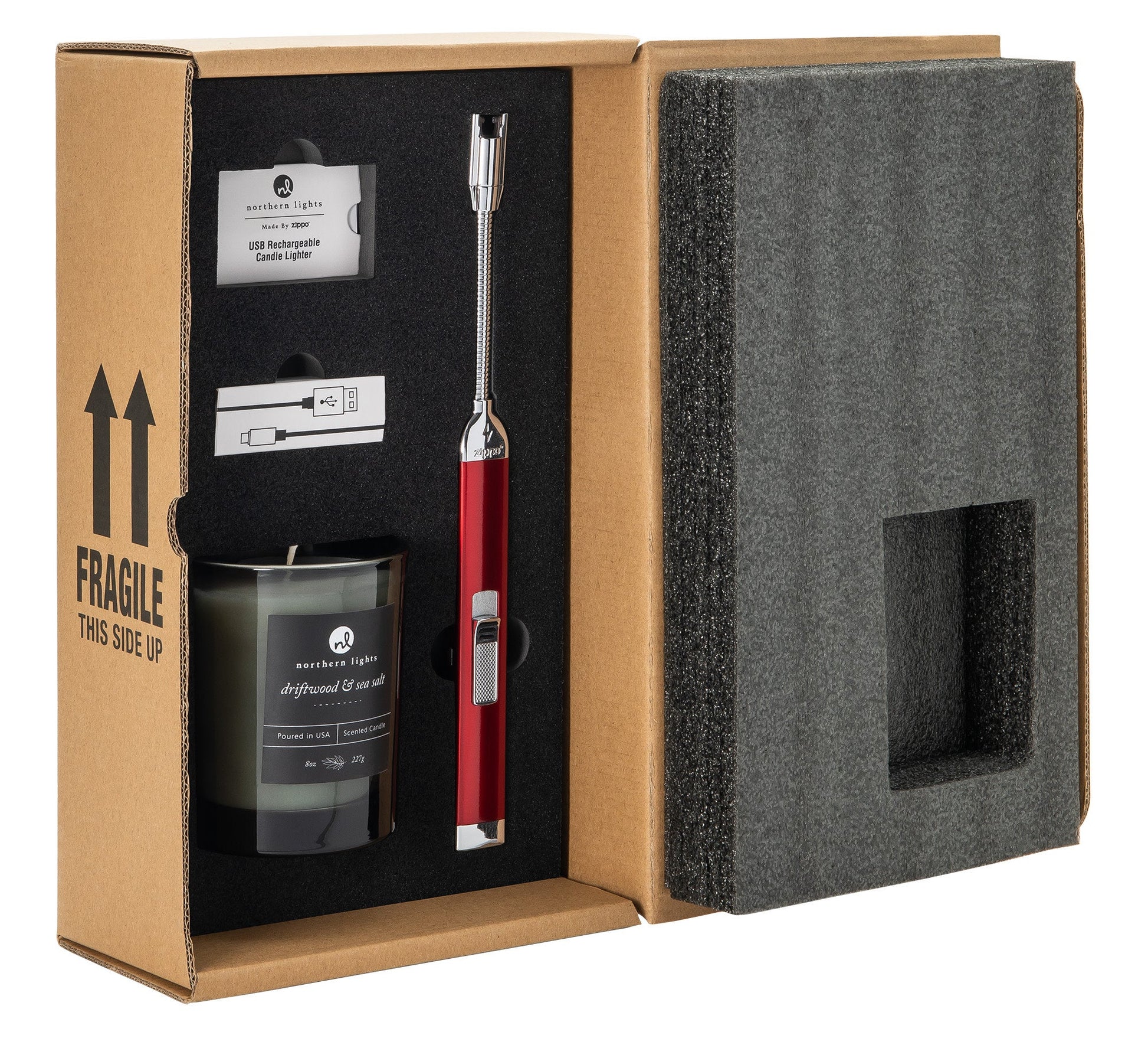 Candy Apple Red Rechargeable Candle Lighter & 8 oz Driftwood & Sea Sal Zippo USA Candy Apple Red Rechargeable Candle Lighter & 8 oz Driftwood & Sea Sal Zippo USA